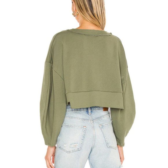 Lovers + Friends NWT Green Oversized Henley Pullover Size Small - Picture 2 of 6